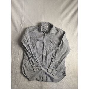 J.Crew Plaid Button Down Long Sleeve Casual Collared Shirt Black White Men's M *